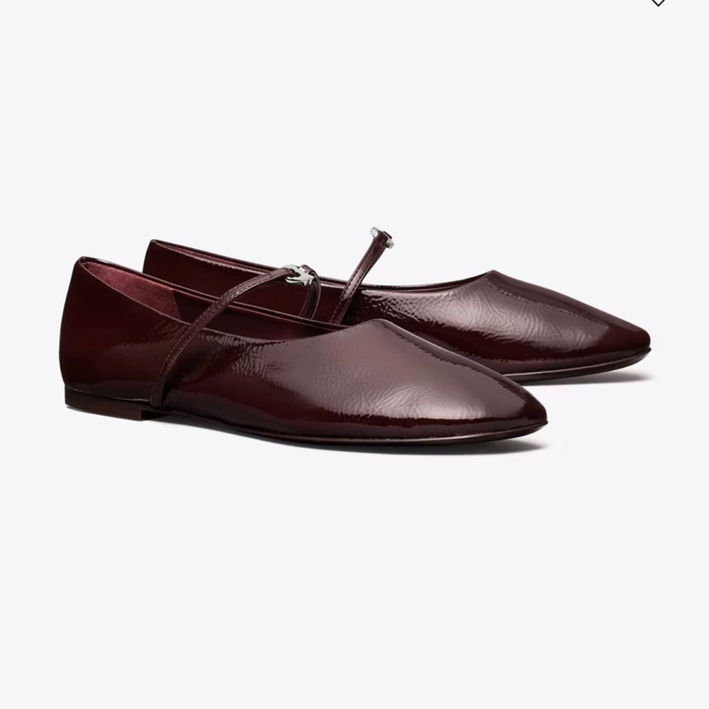 Tory Burch Glossy Maroon Mary Jane Flats